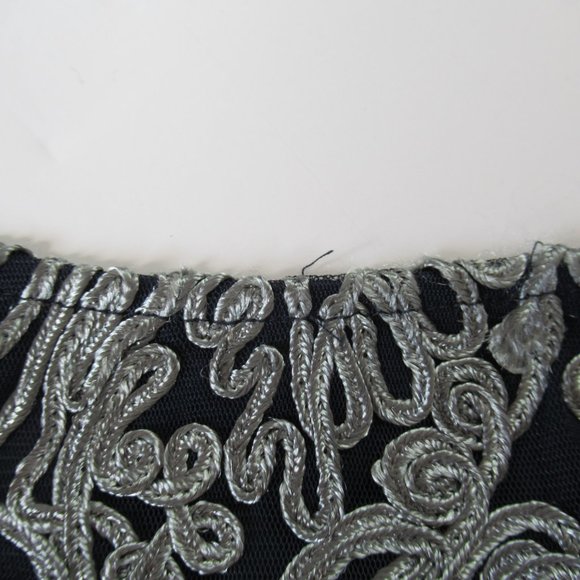 Js Collection Silver Embroidered Short Sleeve Boat Neck Sheath Cocktail Dress - Picture 13 of 13